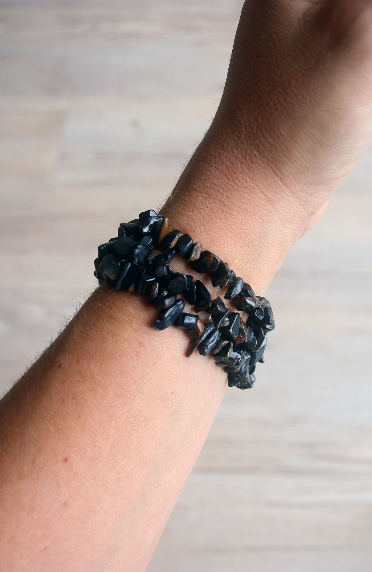 Blue Tiger Eye Chip Bracelet